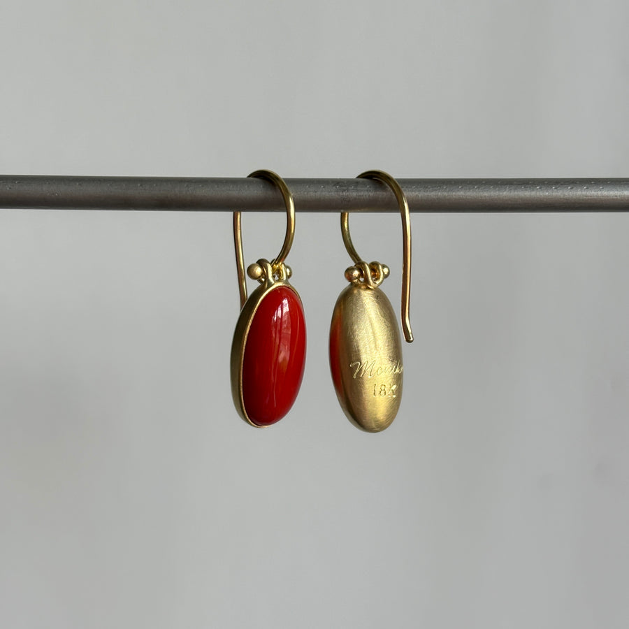 Long Oval Coral Earrings