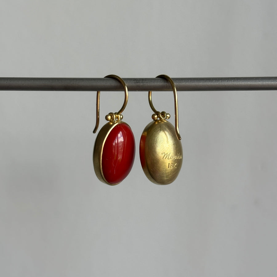 Wide Oval Coral Earrings