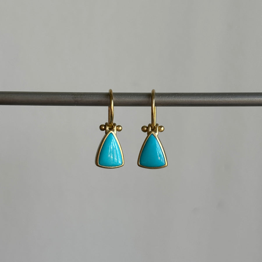 Petite Sleeping Beauty Turquoise Triangle Earrings with Clasps