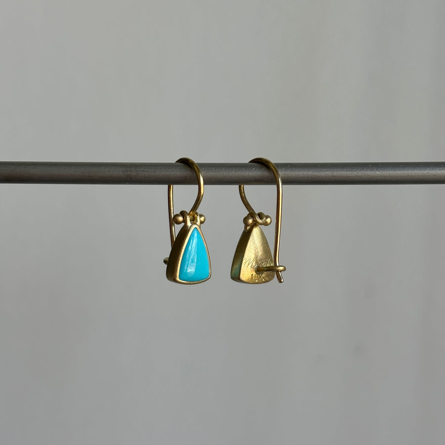 Petite Sleeping Beauty Turquoise Triangle Earrings with Clasps