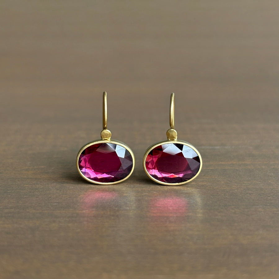 Oval Garnet Sequin Earrings