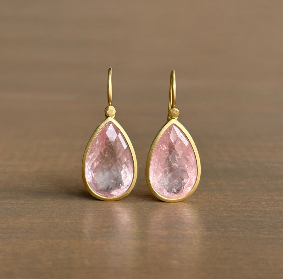 Checkered Morganite Teardrop Earrings