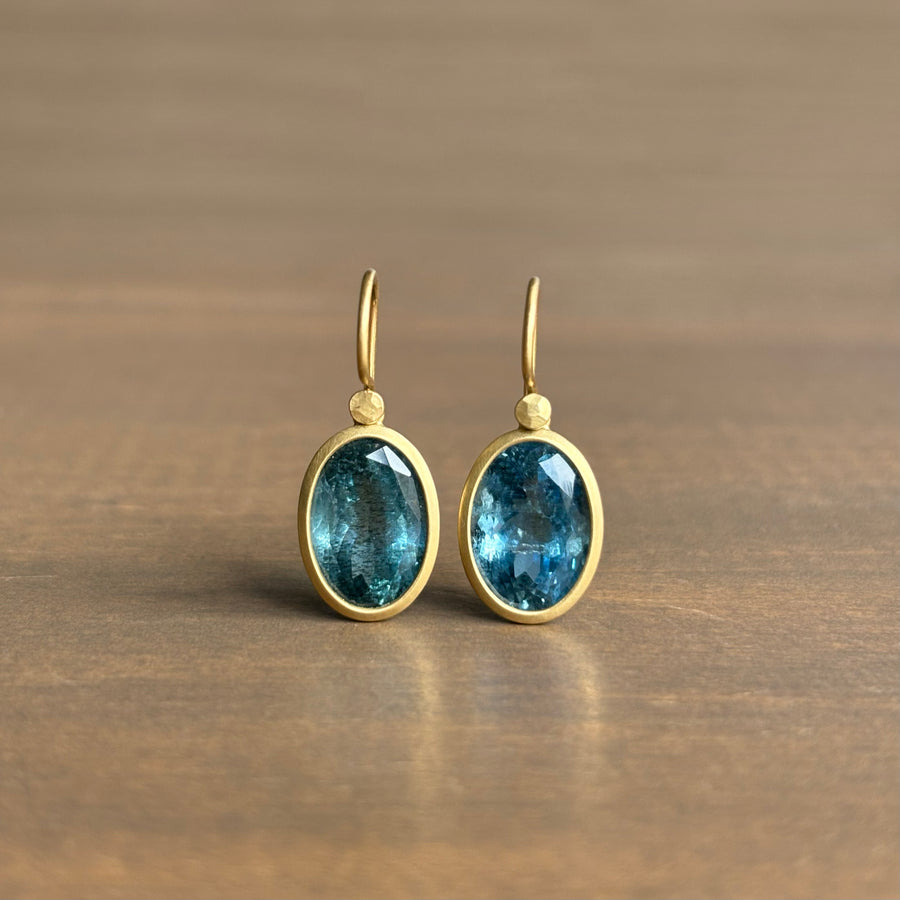 Oval Cerulean Aquamarine Earrings