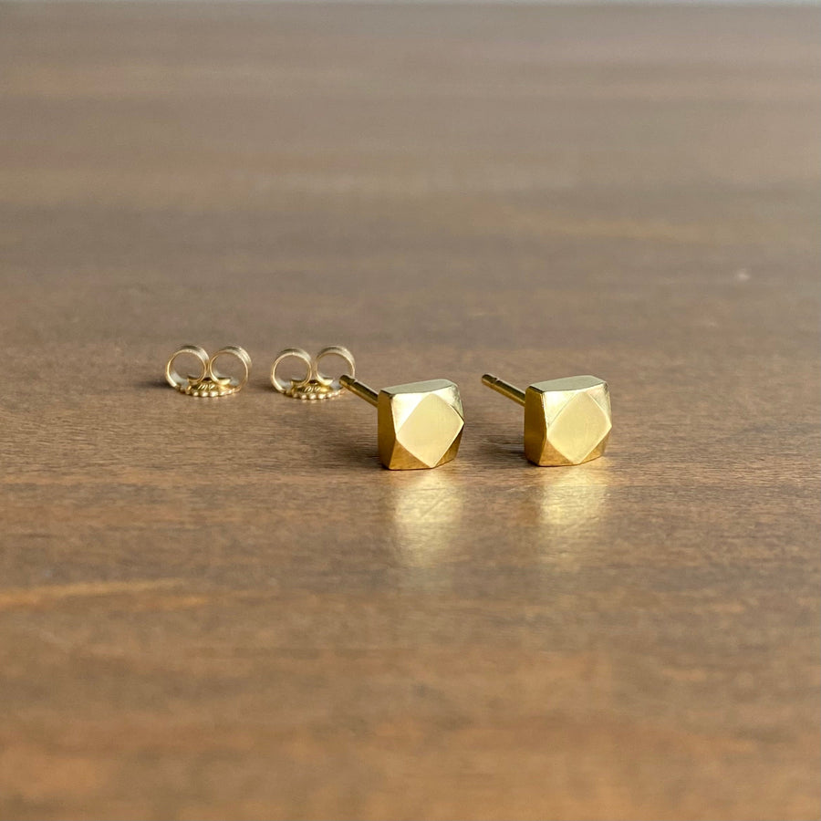 Large Faceted Stud Earrings