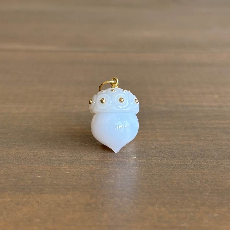 Hand Carved Chalcedony Acorn Pendant