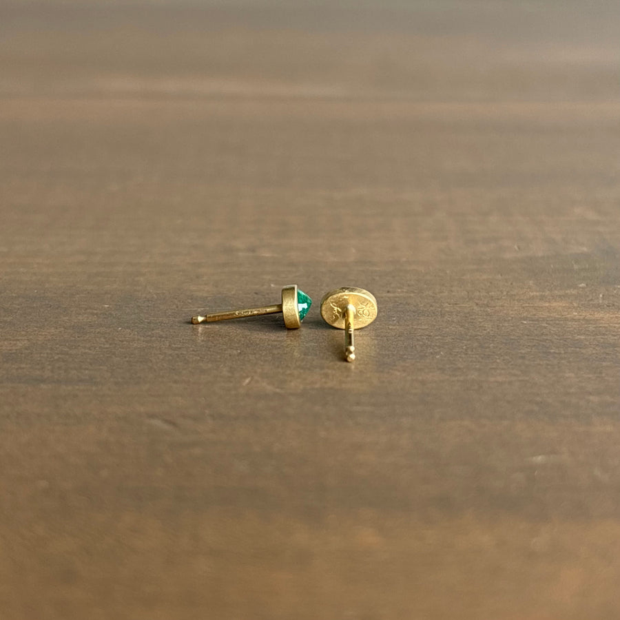 Tiny Oval Emerald Stud Earrings