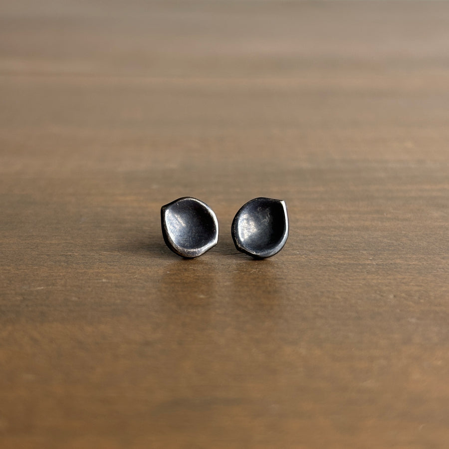 Oxidized Silver Seed Stud Earrings