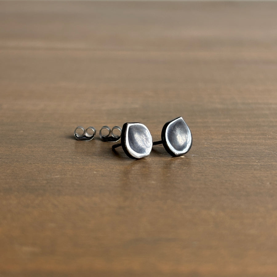 Oxidized Silver Seed Stud Earrings