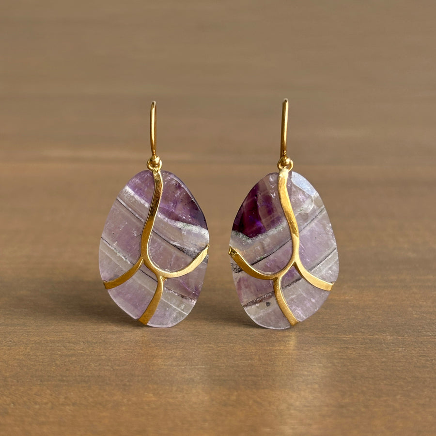 Trapiche Amethyst Butterfly Earrings