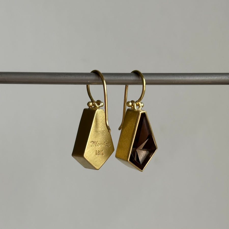 Geometric Smoky Quartz Kite Earrings