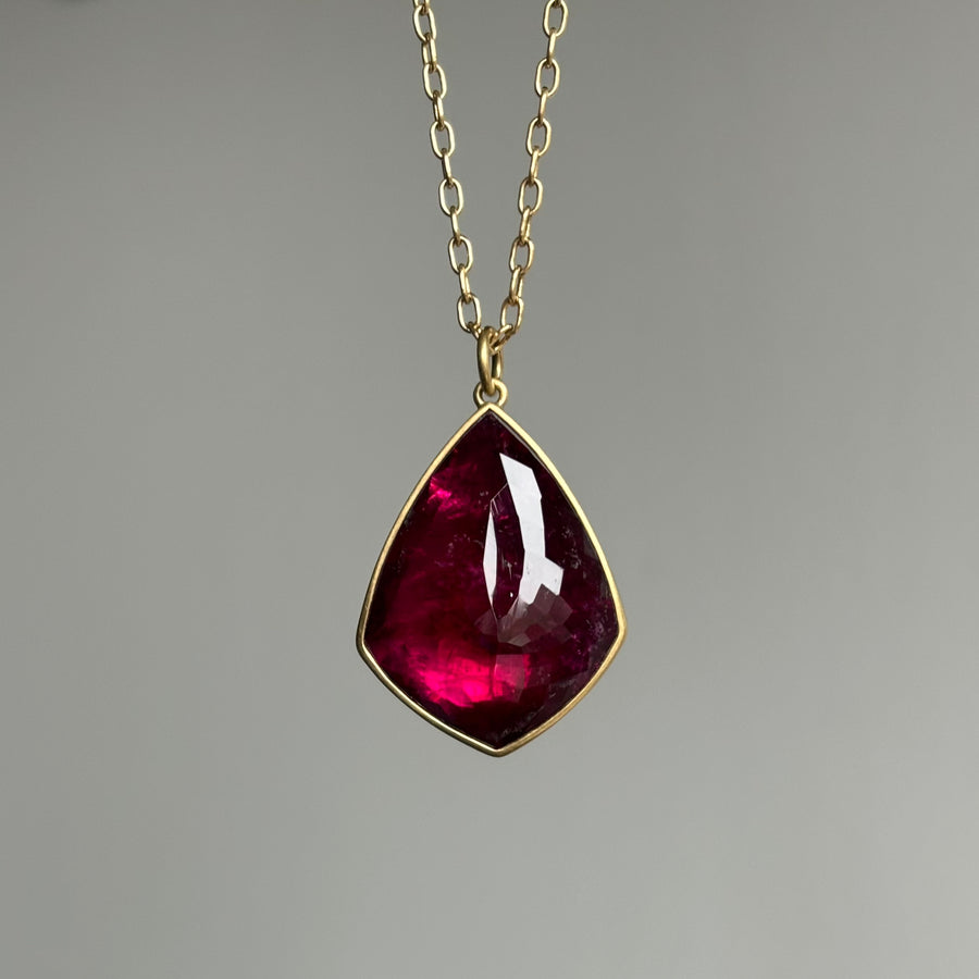 Rubellite Tourmaline Shield Pendant