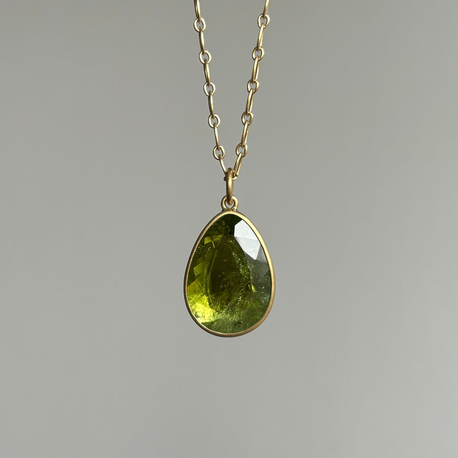 Lime Tourmaline Sequin Drop Pendant