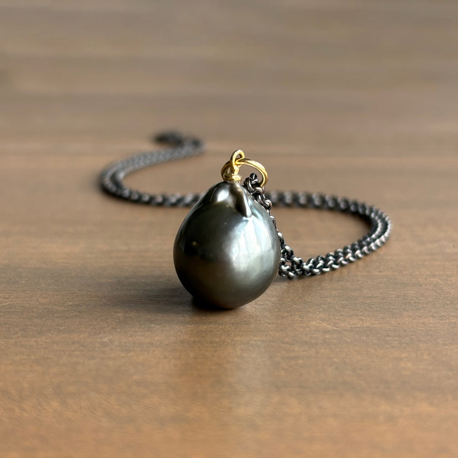 Jumbo Black Tahitian Pearl Drop Pendant