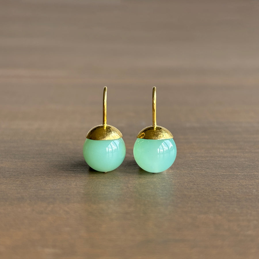 Hammered Dome Chrysoprase Earrings