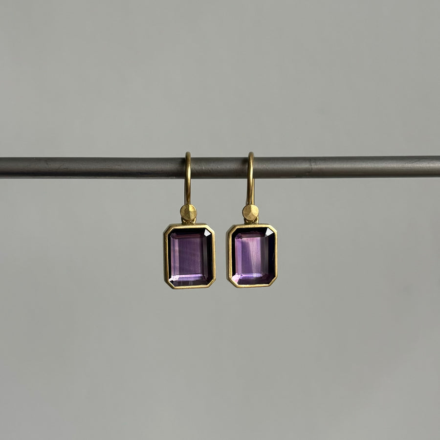 Small Amethyst Portrait Cut Earrings