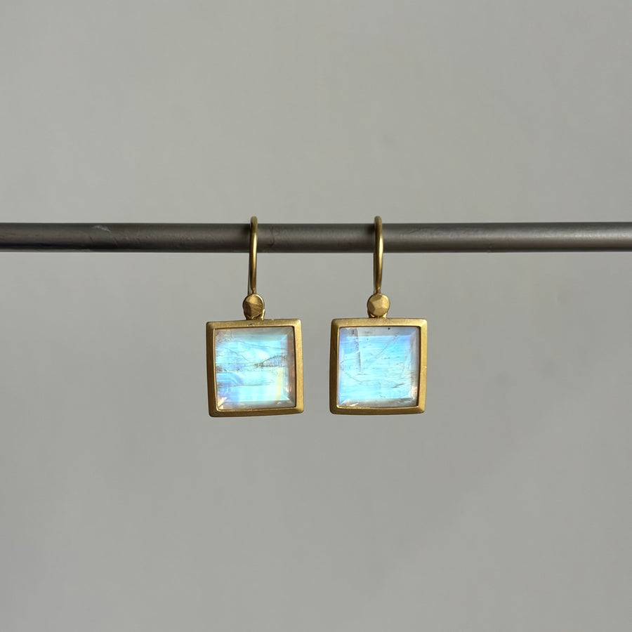 Square Moonstone Earrings