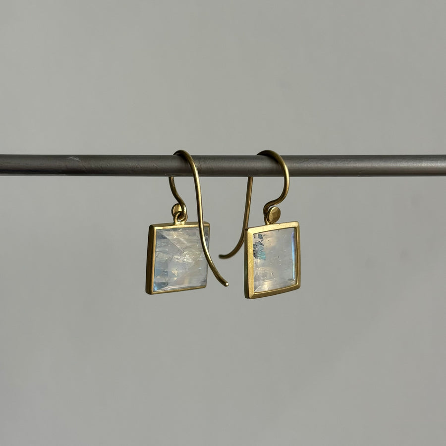 Square Moonstone Earrings