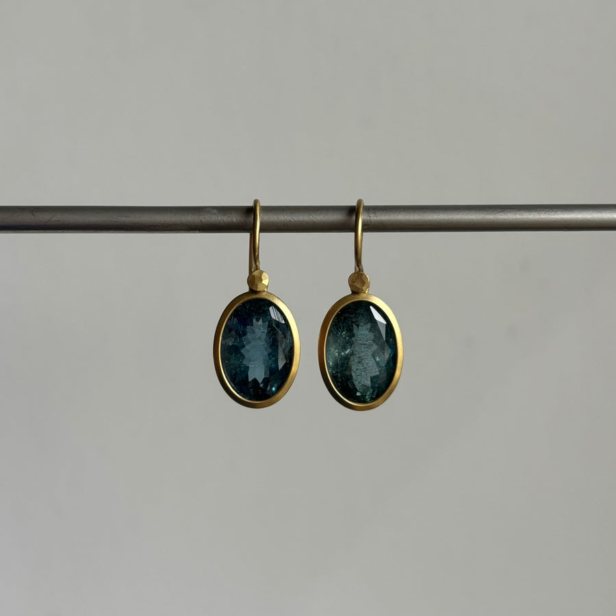 Oval Cerulean Aquamarine Earrings