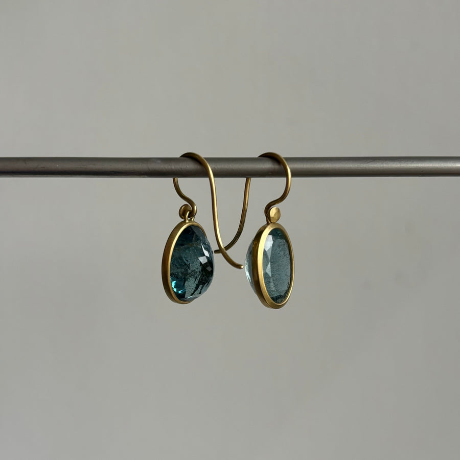 Oval Cerulean Aquamarine Earrings