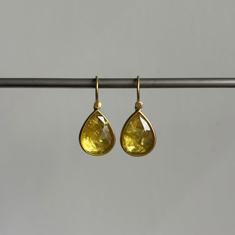 Sunshine Yellow Tourmaline Drop Earrings