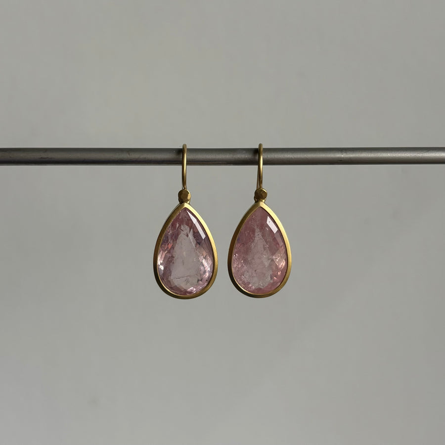 Checkered Morganite Teardrop Earrings