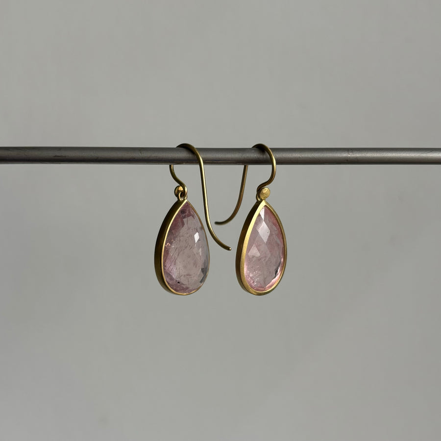 Checkered Morganite Teardrop Earrings