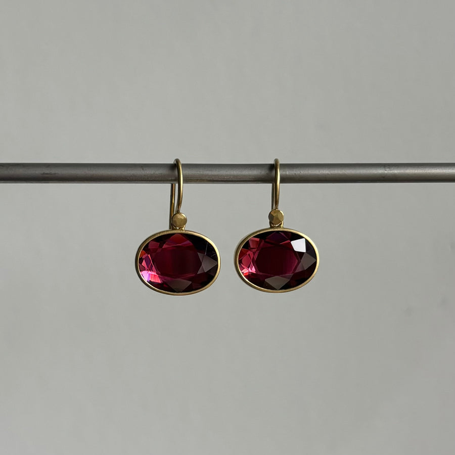 Oval Garnet Sequin Earrings