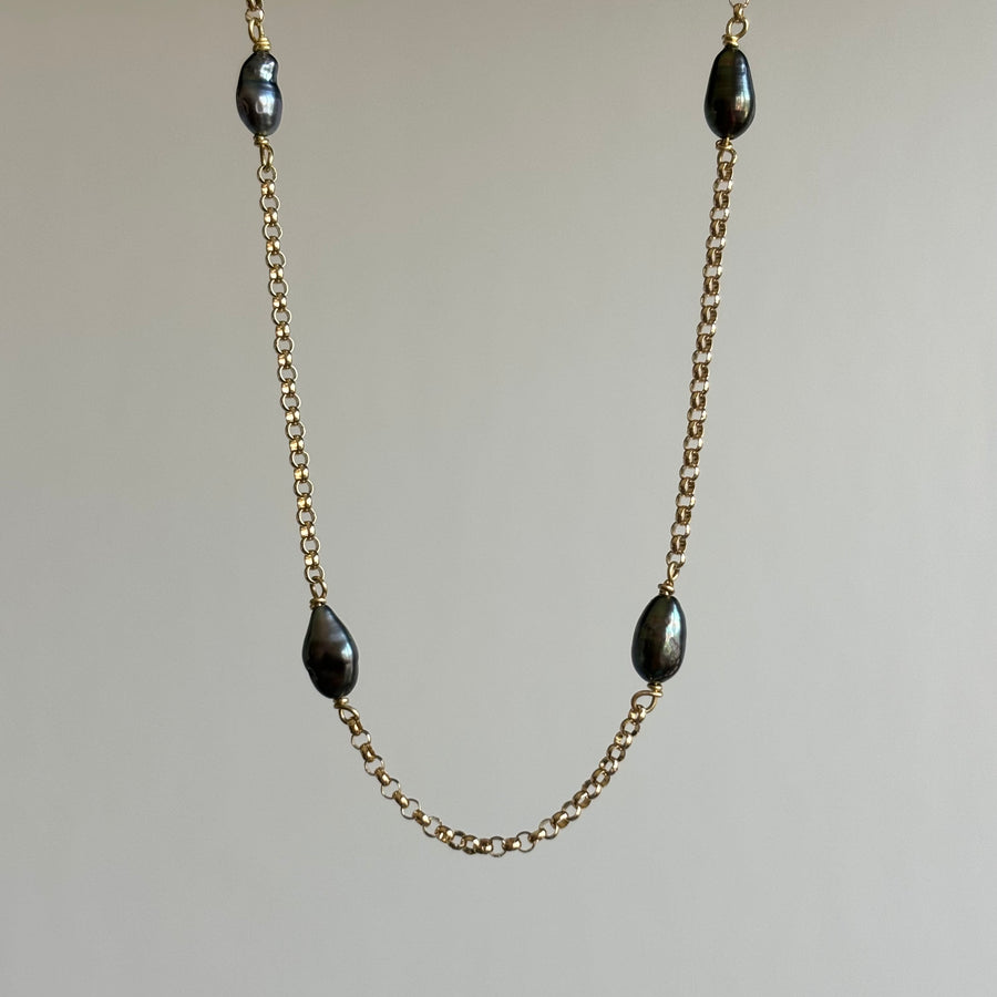 Tahitian Keshi Pearl Victorian Chain