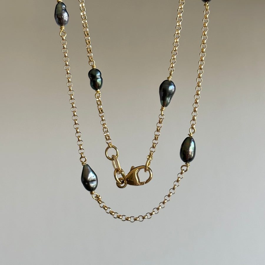 Tahitian Keshi Pearl Victorian Chain