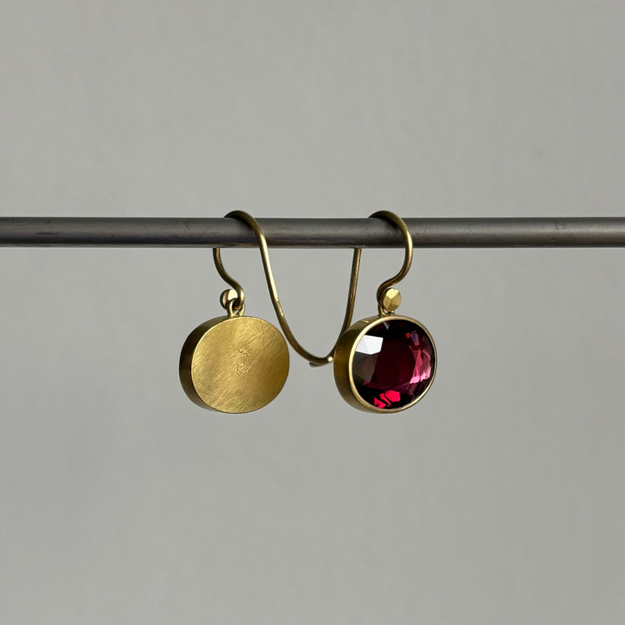 Oval Garnet Sequin Earrings