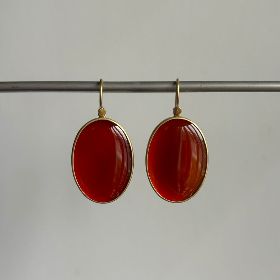 Large Oval Carnelian Earrings