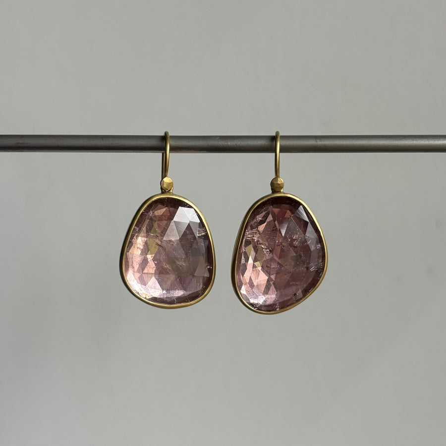 Large Pale Pink Tourmaline Pebble Earrings