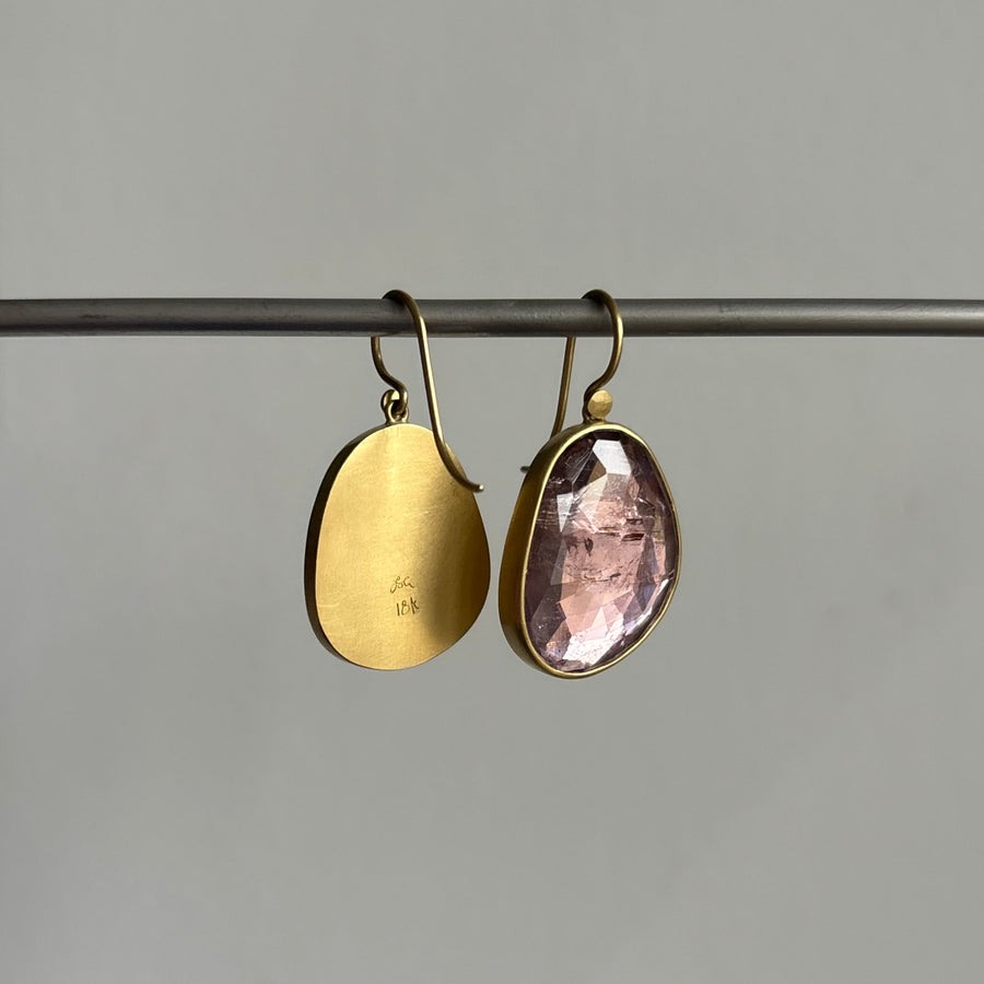 Large Pale Pink Tourmaline Pebble Earrings