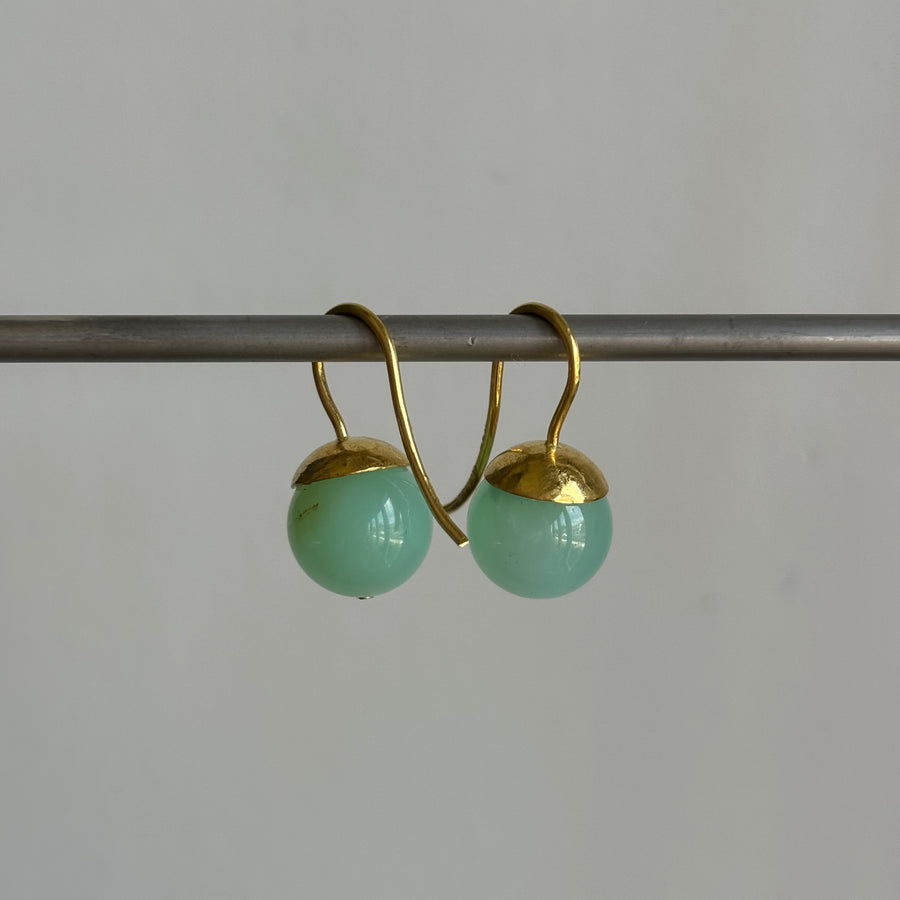 Hammered Dome Chrysoprase Earrings