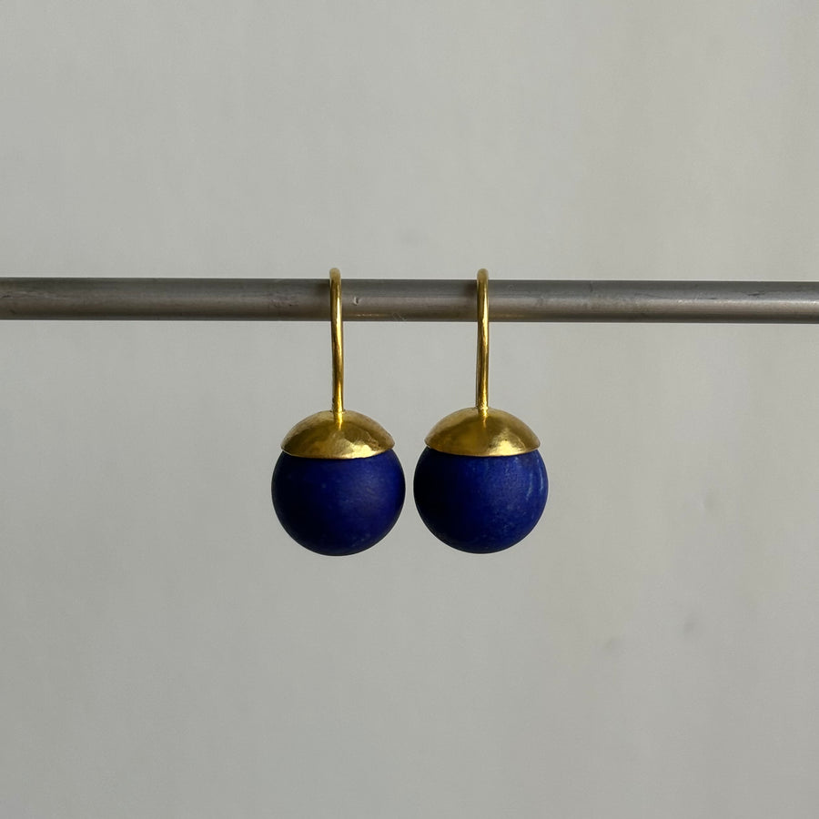 Hammered Dome Lapis Earrings