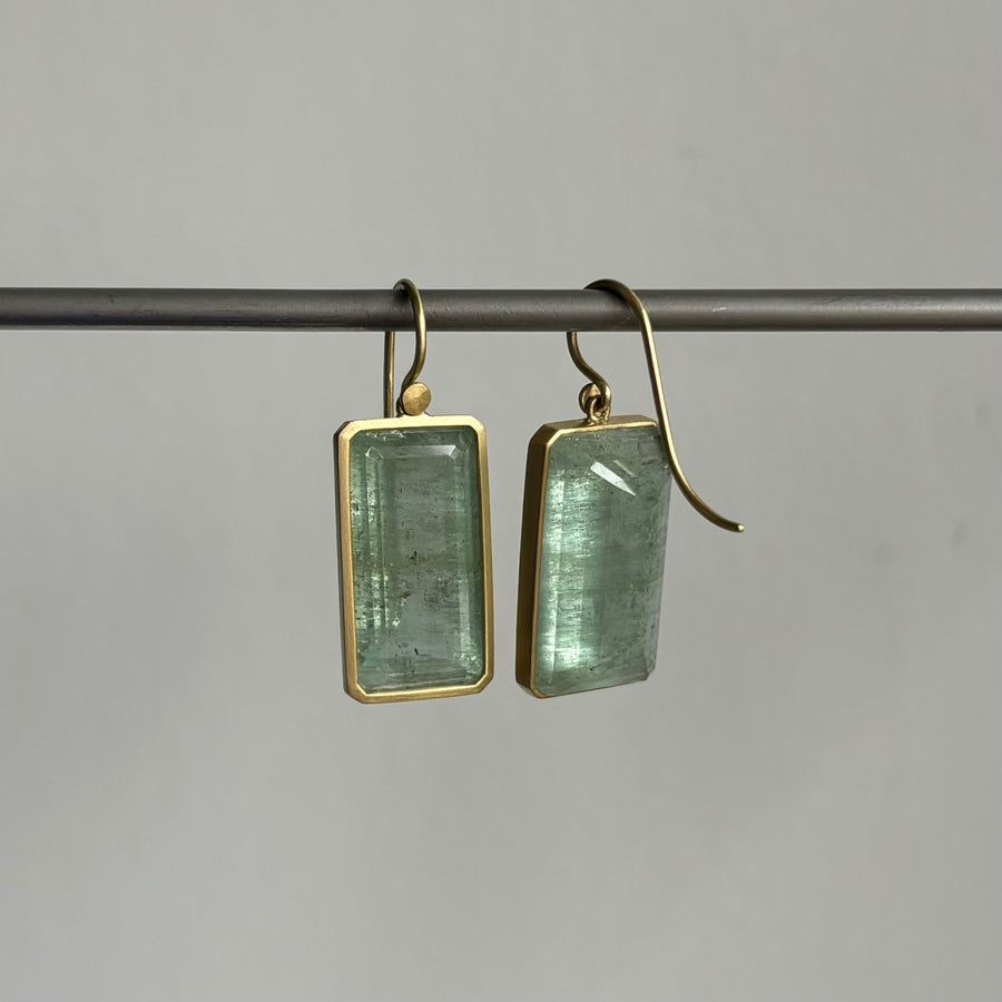 Emerald Cut Beryl Earrings