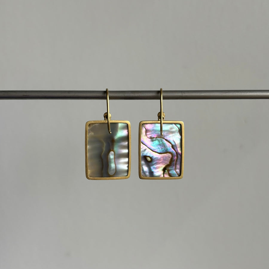 Abalone Bullseye Chicklet Drop Earrings