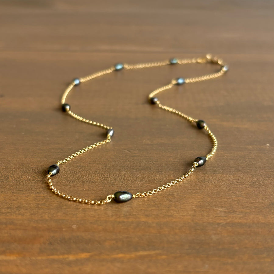 Tahitian Keshi Pearl Victorian Chain