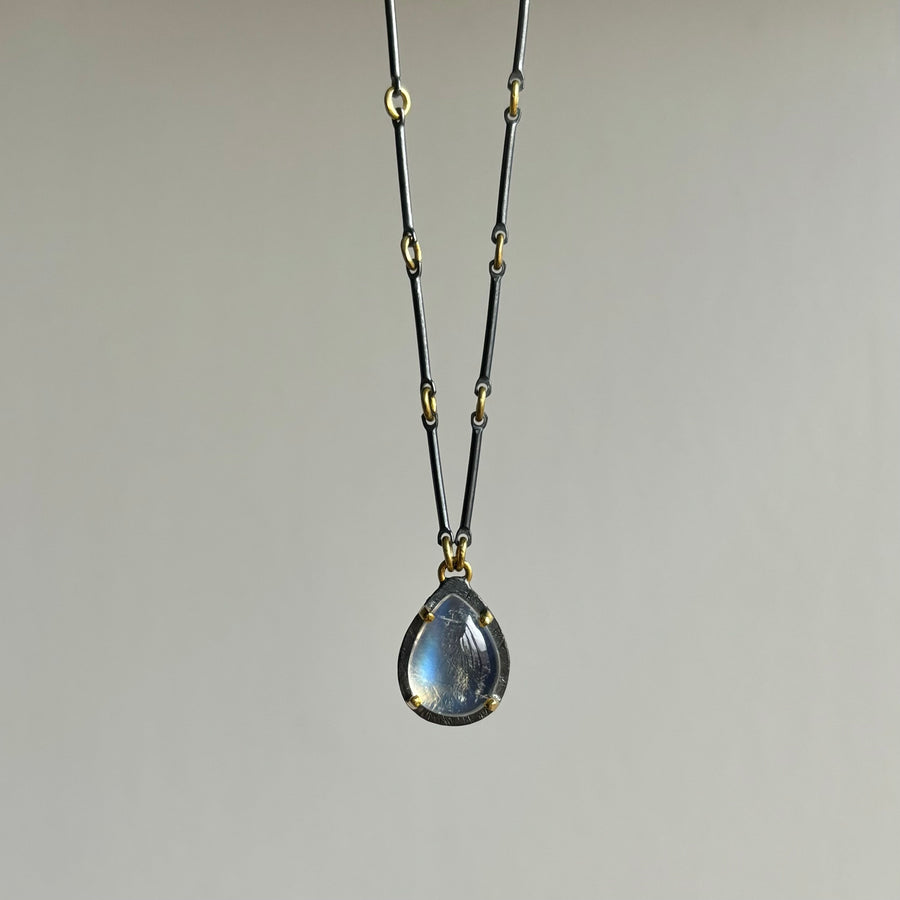 Rainbow Moonstone Drop Necklace