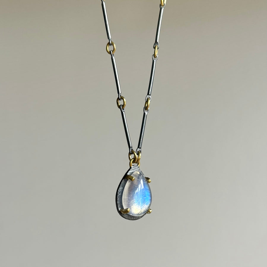 Rainbow Moonstone Drop Necklace