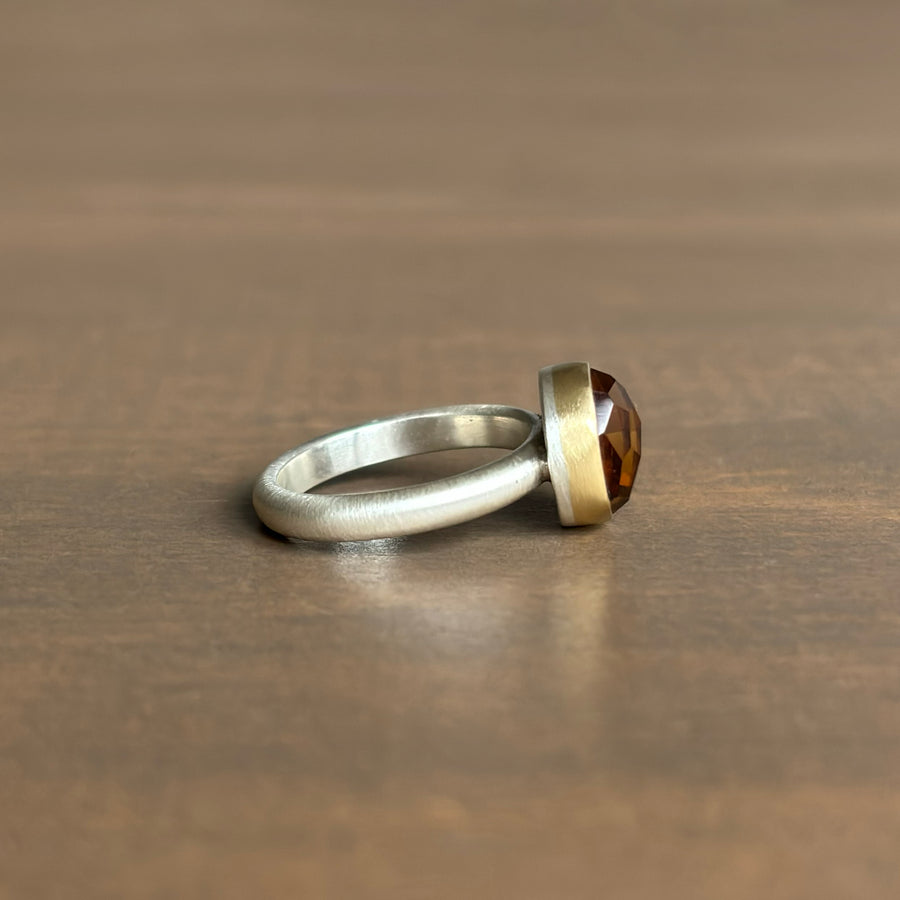 Faceted Oval Citrine Ring