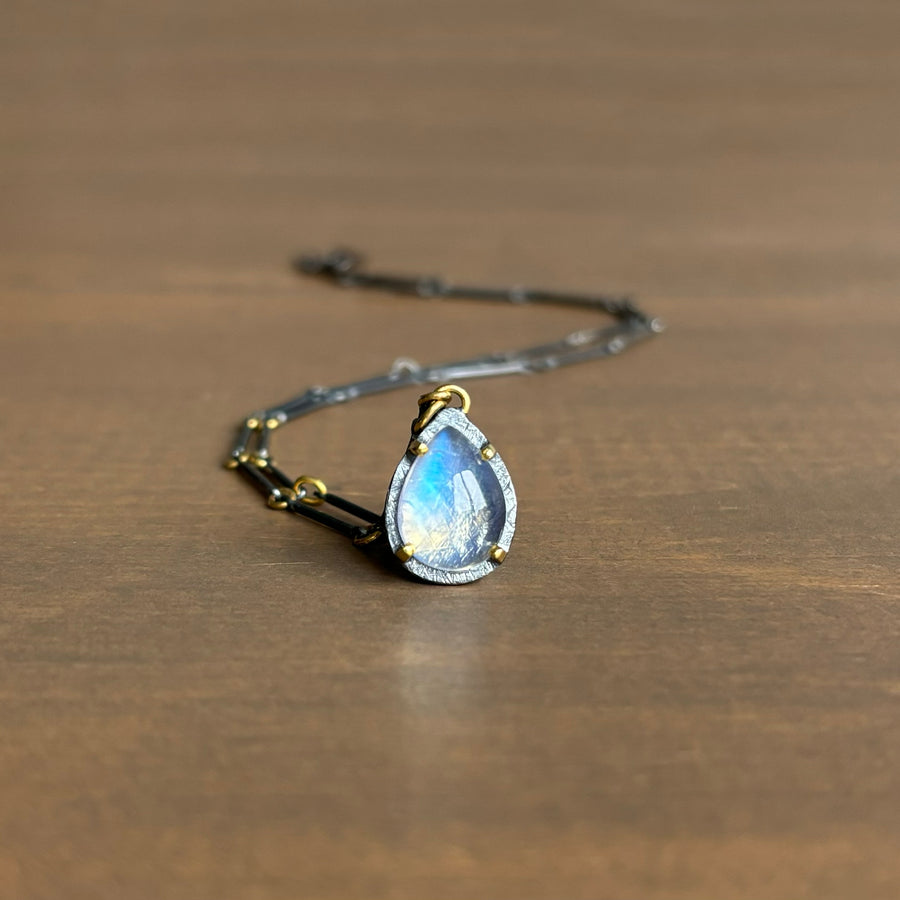 Rainbow Moonstone Drop Necklace