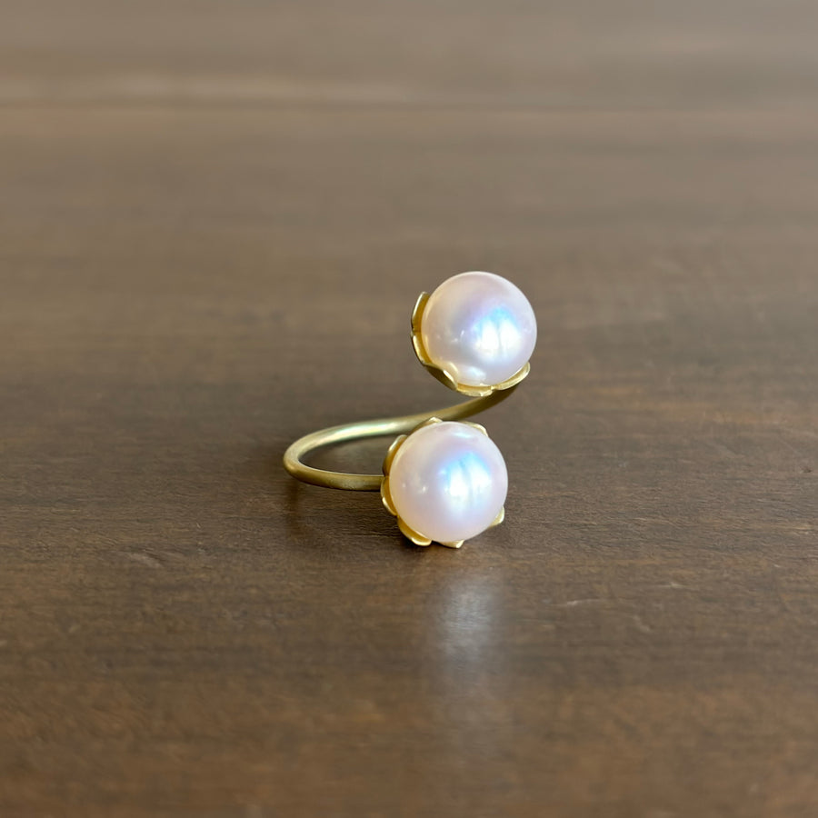 Snow Drop Double Pearl Ring