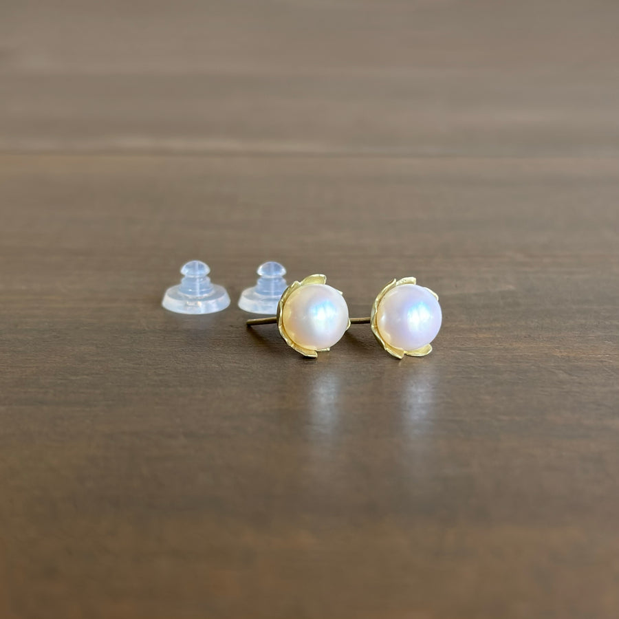 Snow Drop Pearl Stud Earrings