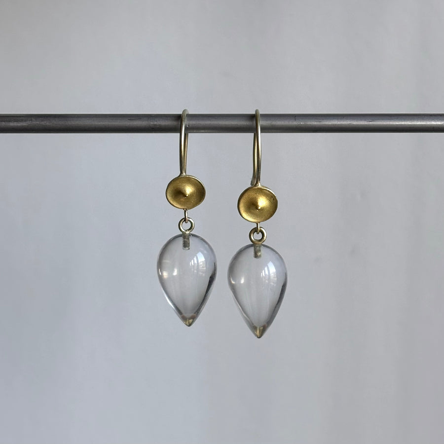 Quartz Drop Temple Earrings