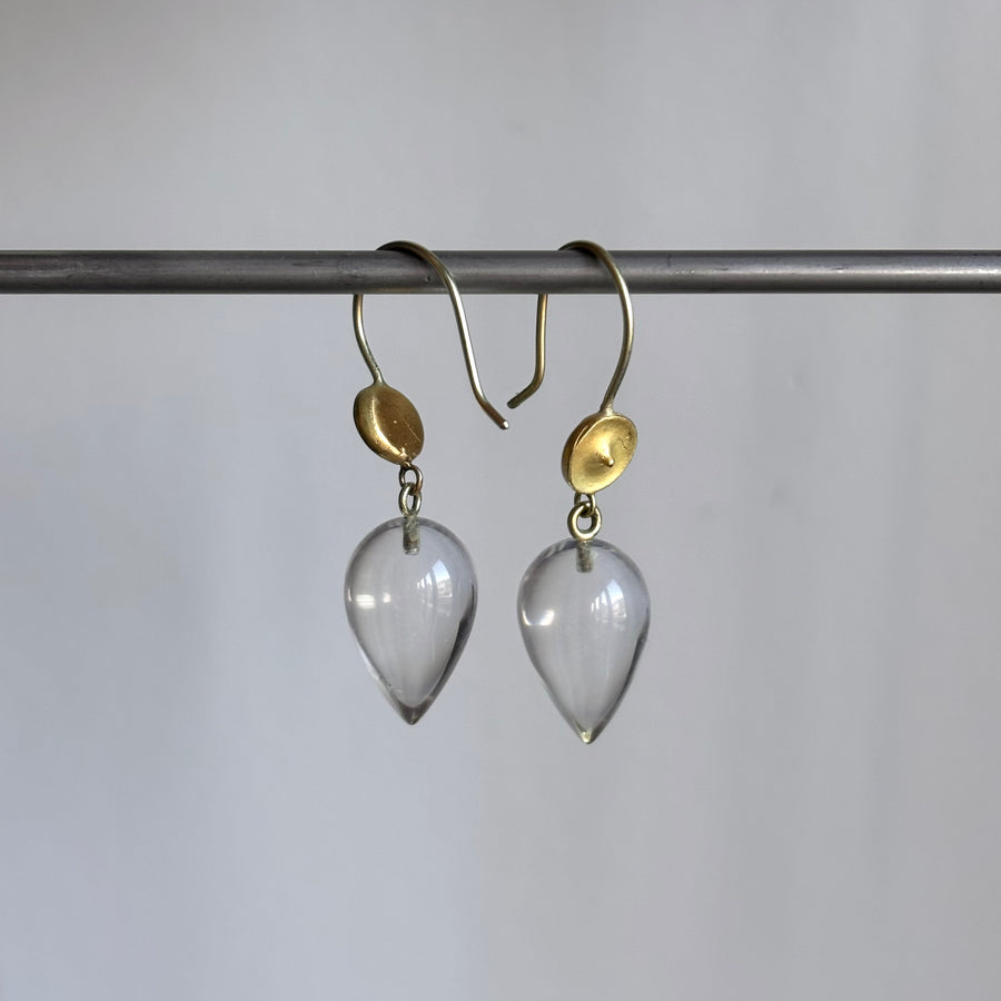 Quartz Drop Temple Earrings