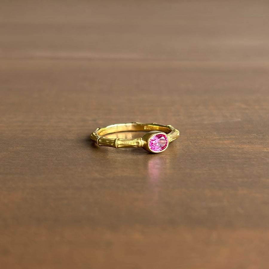 Pink Sapphire Bamboo Ring