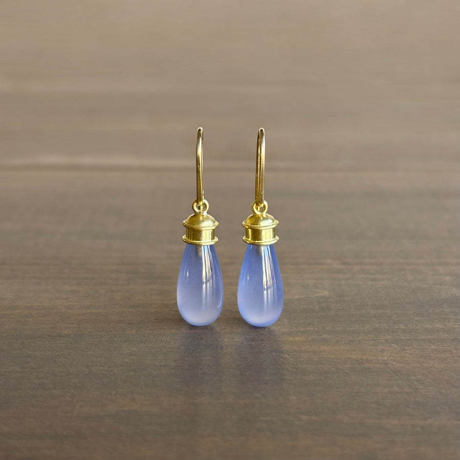 Blue Chalcedony Etruscan Drop Earrings