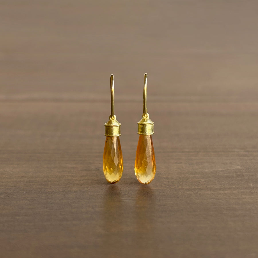 Citrine Briolette Etruscan Drop Earrings