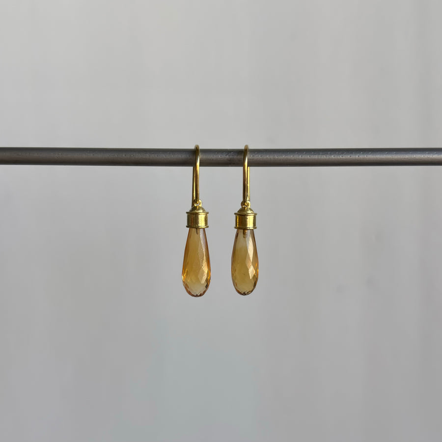 Citrine Briolette Etruscan Drop Earrings